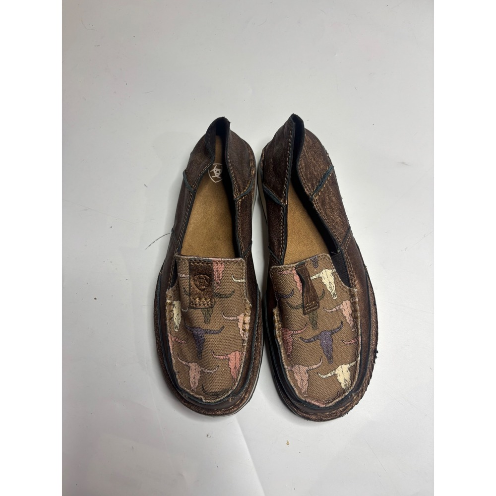 Ariat Cruiser Metallic Bronze Leather Longhorn Skull Loafers Womens 7B 10034850